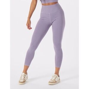 Glyder Sultry 7/8 Legging in Amethyst/Oatmilk Stripe Size XL